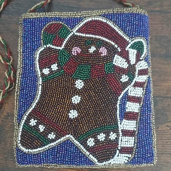 C Marie Beaded Holiday Gingerbreadman Crossbody - Picture 2 of 10